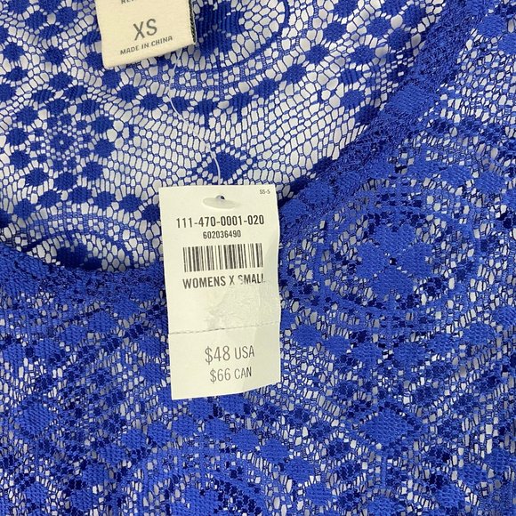 NWT Abercrombie & Fitch Royal Blue Lace 3/4 Sleeve Top Swim Cover Up Size XS NEW - Picture 5 of 9